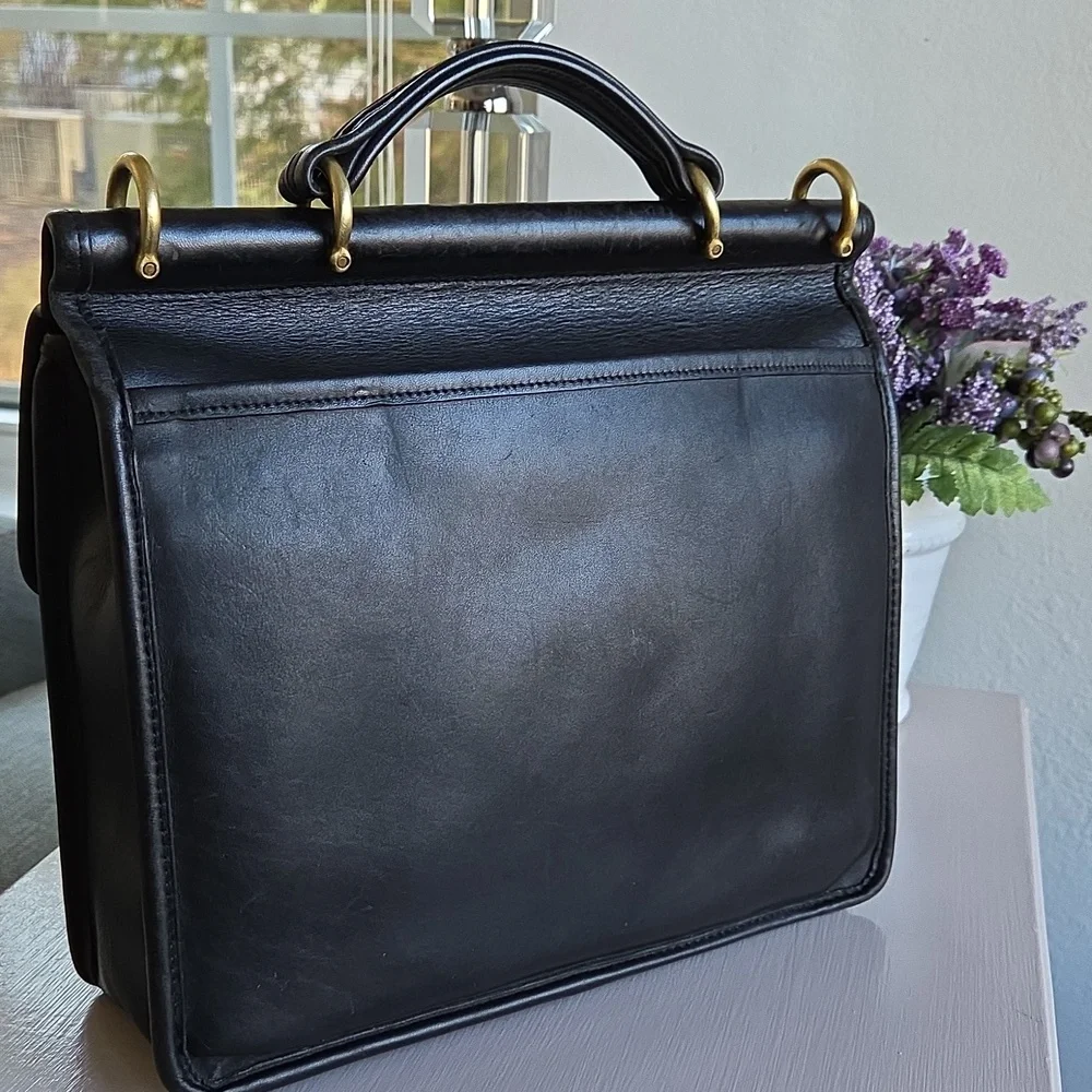 Coach Black Leather Top Handle Satchel with Gold Hardware…1994 ..